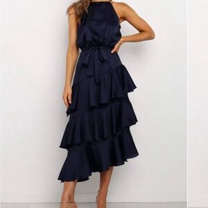 Petal & Pup Blue Tiered Ruffled Halter Sundress